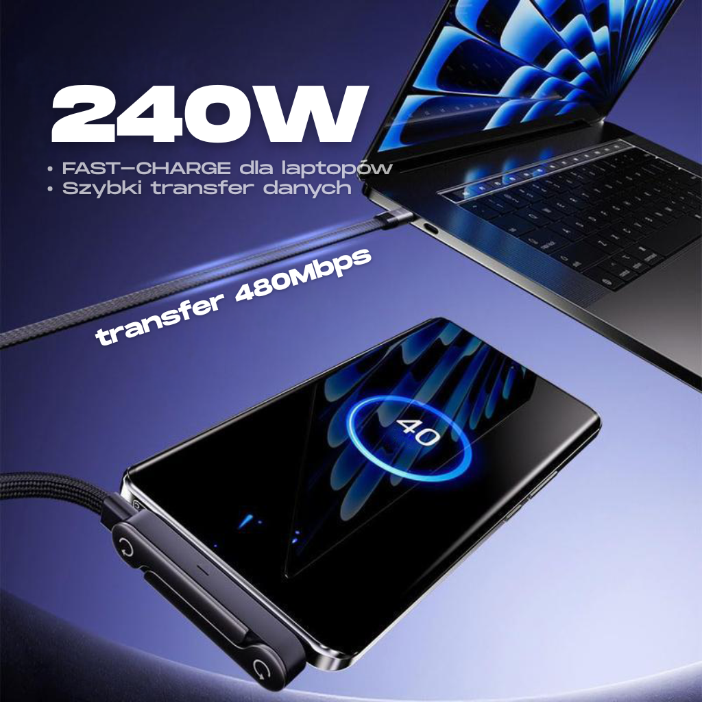 FastX Kabel 2 w 1 z funkcją Stojaka | 240W